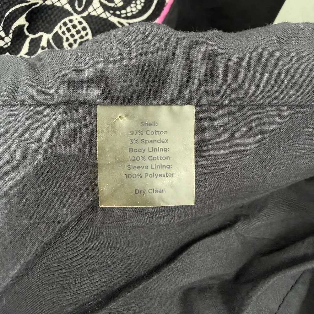 Talbots NEW Petite Black White Cotton Damask Blazer Professional Work Jacket